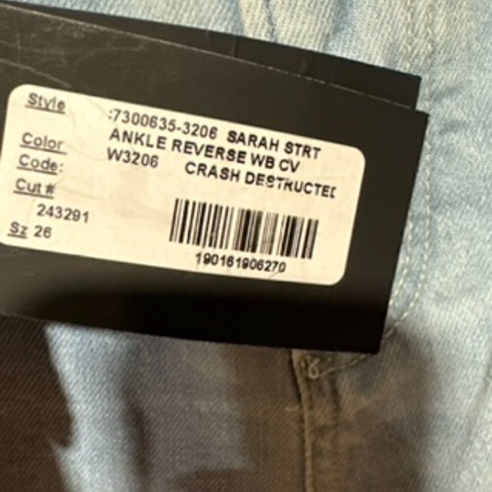 Revolve Paige SARAH STRAIGHT ANKLE High Rise Straight Leg Jeans Crash Destructed - Picture 8 of 8